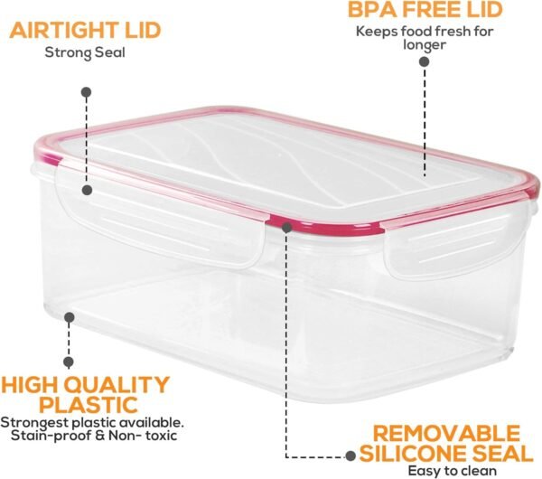 Utopia Kitchen Plastic Food Storage Container Set with Airtight Lids - Pack of 24 (12 Containers & 12 Snap Lids)- Reusable & Leftover Lunch Boxes - Leak Proof & Microwave Safe - Image 7