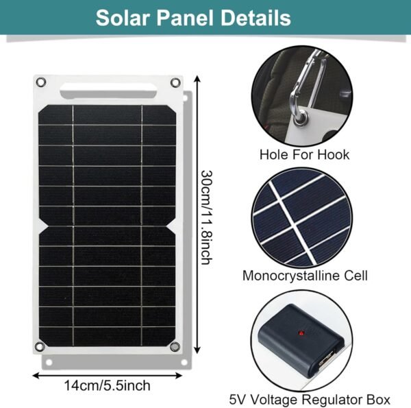 2PCS Mini 5V 6W USB Solar Panel, Portable 5 Volt 6 Watt High Efficiency Monocrystalline Solar Panel Battery Charger for Cellphone Power Bank Camera Fan Camping Lantern etc. - Image 3