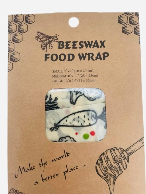 Washable Beeswax Food Wraps, 3 Sizes: Small 7 x 8 in, Medium 10 x 11 in, Large 13 x 14 in (VEGGIES) - Image 4
