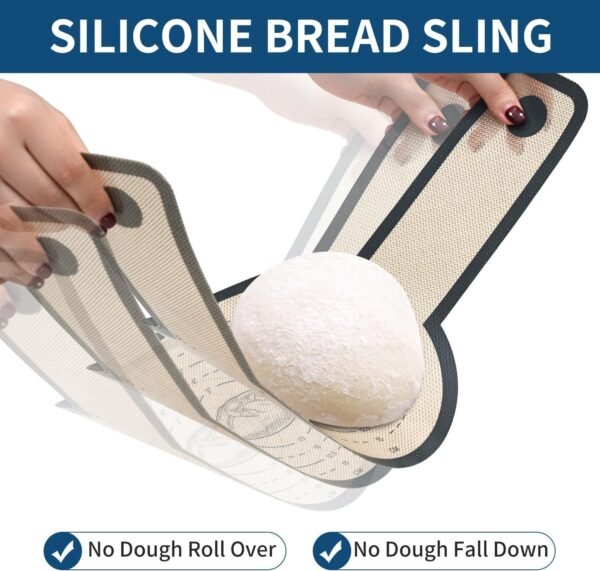 2 Pcs Silicone Bread Sling for Dutch Oven Liners Silicone Baking Mat [Non-Stick & Heat Resistant] Reusable Sourdough Bread Baking Supplies with Long Handle Bread Making Tools for Transfer Sourdough - Image 3
