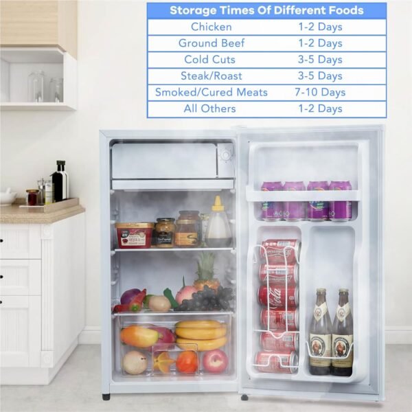 3.2 Cu.Ft. Single Door Compact Refrigerator Small Refrigerator with Freezer Adjustable Thermostat Energy-efficient Low Noise, Compact Fridge for Dorm, Office, Apartment (White) - Image 5