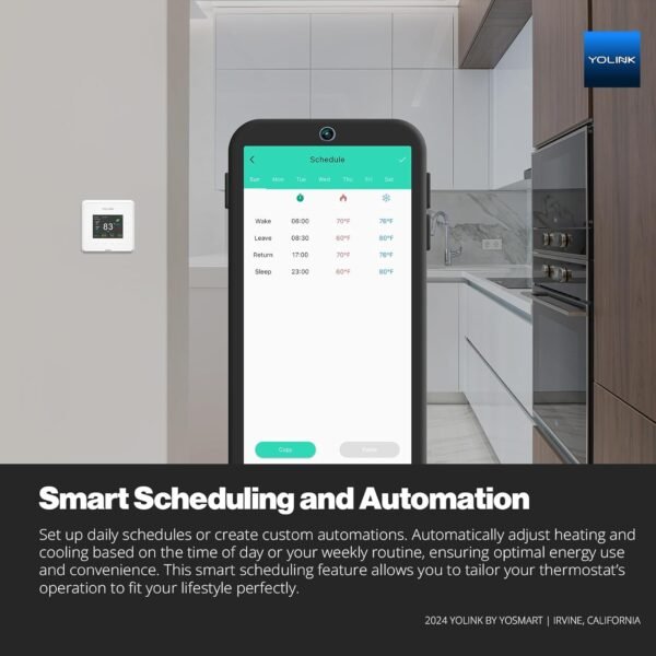 YoLink Thermostat 2, Smart Thermostat with Dual-Stage Heating & Cooling, Heat Pump Support, External Temp Sensors, Remote Control, Scheduling, Alexa & Google, Long-Range Connectivity, Hub Required - Image 6