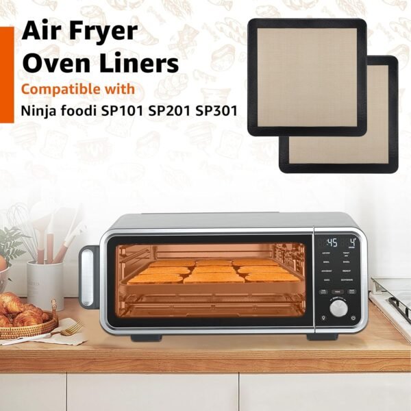 2Pcs Silicone Baking Mats for 12 Inch Cake Pan/12x12 Cheesecake Pan/Toaster Oven Air Fryer Liner, 11.75"Square Food Grade Silicone Mats for Baking, Non Slip Silicone Baking Sheet, Non Stick Reusable - Image 2
