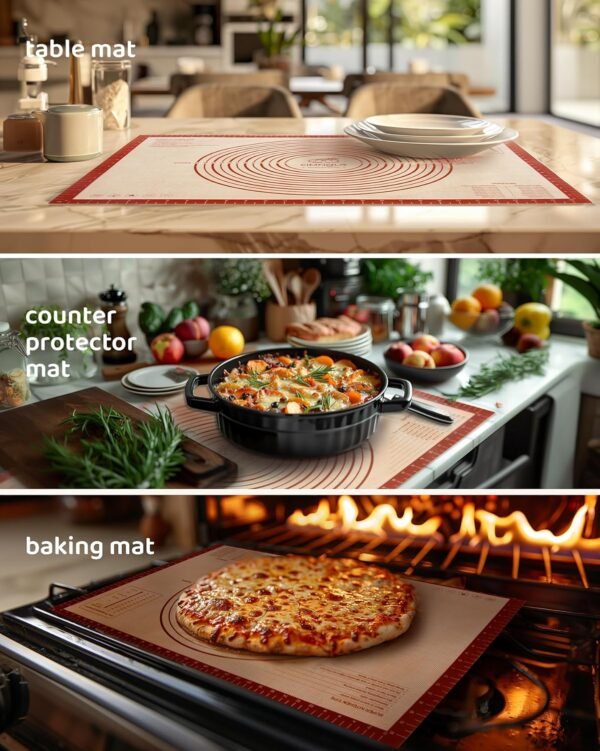 28x20 Inch Extra Large Silicone Pastry Mats for Rolling Dough Non Slip-Silicone Dough Mat for Counter, Large Silicone Baking Mat, Reusable with Measurements - For Cookies, Bread, Pizza, Fondant, etc. - Image 6