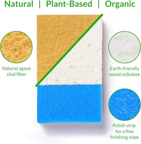 12 Pack, Natural Kitchen Sponge, Non-Scratch, Plant-Based, Natural Sponge, Clean, Dishes, Eco Friendly Sponges, Natural Dish Sponge, Eco Sponges, Sponge Kitchen, Natural Sponges - Image 8