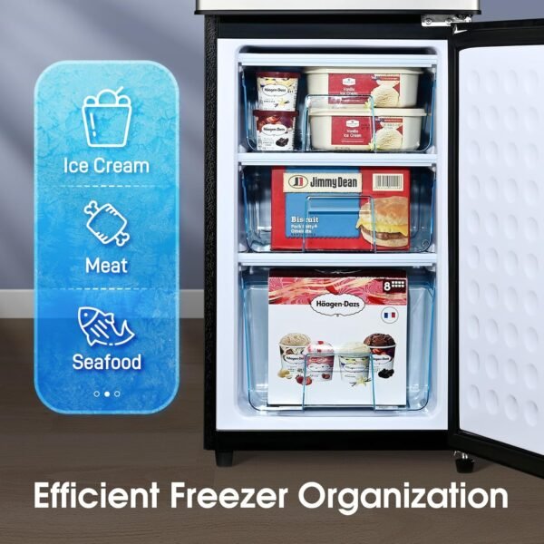 4.1 Cu.Ft Mini Fridge with Bottom Freezer, 2 Door Small Refrigerator with Freezer, Small Fridge with 7 Adjustable Temperature Settings, Compact Refrigerator for Bedroom, Dorm, Office, Apartment - Image 4
