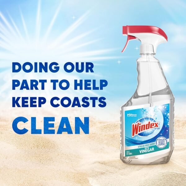 Windex with Vinegar Glass Cleaner Spray Bottle, Bottle Made from 100% Recovered Coastal Plastic, 23 fl oz - Image 4