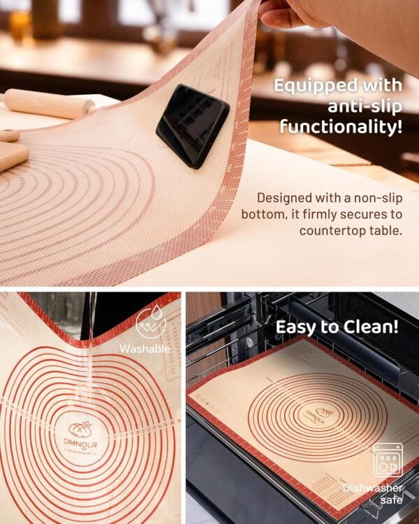28x20 Inch Extra Large Silicone Pastry Mats for Rolling Dough Non Slip-Silicone Dough Mat for Counter, Large Silicone Baking Mat, Reusable with Measurements - For Cookies, Bread, Pizza, Fondant, etc. - Image 5