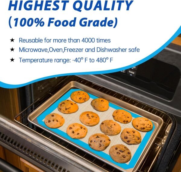 UBeesize 3 Pack Silicone Baking Mats, Non-Stick Oven Liners, Reusable Food Safe Cookie Sheets For Baking, Warp Resistant & Heavy Duty Bakeware Mat For Making Macaroon, Pizza, Cookie, Pastry, Bread - Image 3