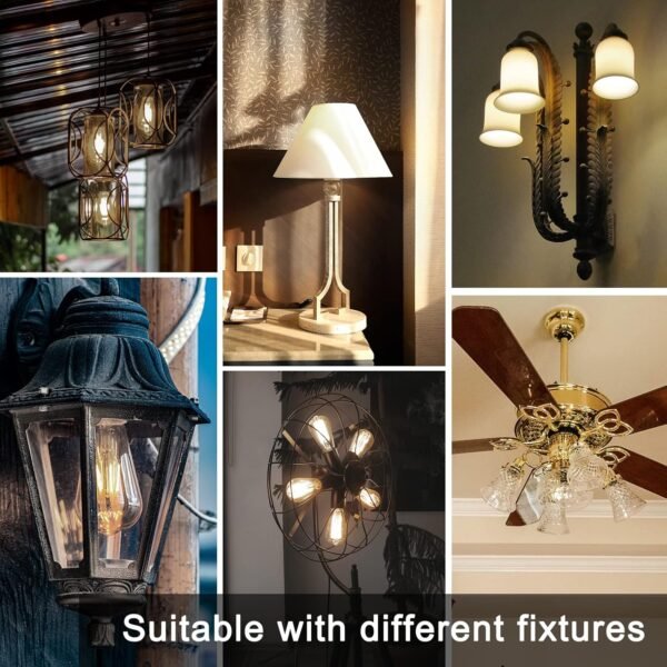 TJOY Edison Light Bulbs 60W Equivalent, Dimmable Vintage LED Light Bulbs, E26 Medium Base, Warm White 2700K, ST58, 8W, 800LM, 80+ CRI, Antique Decorative Filament LED Bulb, Clear Glass, 6 Pack - Image 4