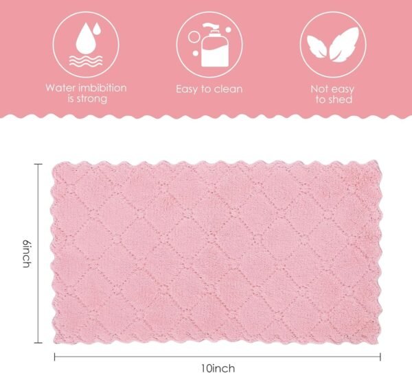 11Pack Kitchen Dish Cloths, Reusable Dish Towels, Nonstick Oil Washable Fast Drying, Super Absorbent Coral Velvet Cleaning Cloths for Mom from Daughter Son(Green-grey10 x 6") - Image 2