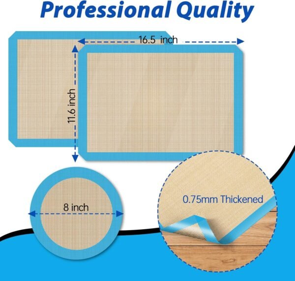 UBeesize 3 Pack Silicone Baking Mats, Non-Stick Oven Liners, Reusable Food Safe Cookie Sheets For Baking, Warp Resistant & Heavy Duty Bakeware Mat For Making Macaroon, Pizza, Cookie, Pastry, Bread - Image 4