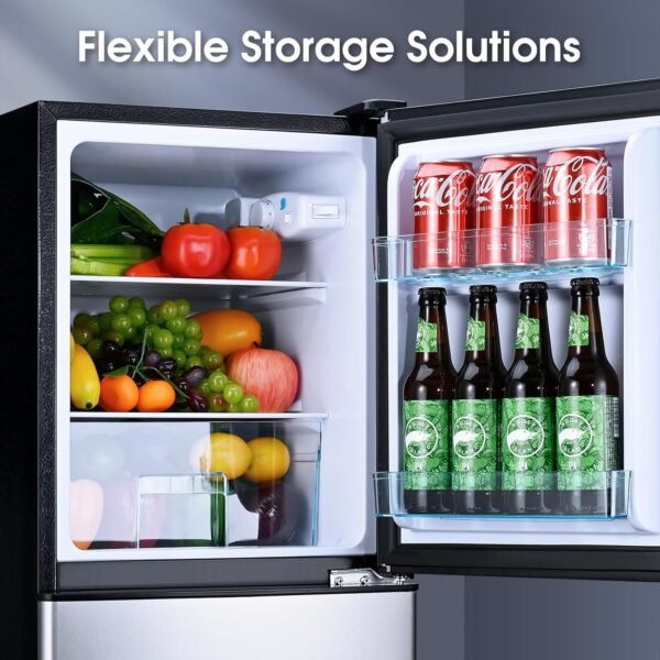 4.1 Cu.Ft Mini Fridge with Bottom Freezer, 2 Door Small Refrigerator with Freezer, Small Fridge with 7 Adjustable Temperature Settings, Compact Refrigerator for Bedroom, Dorm, Office, Apartment - Image 3