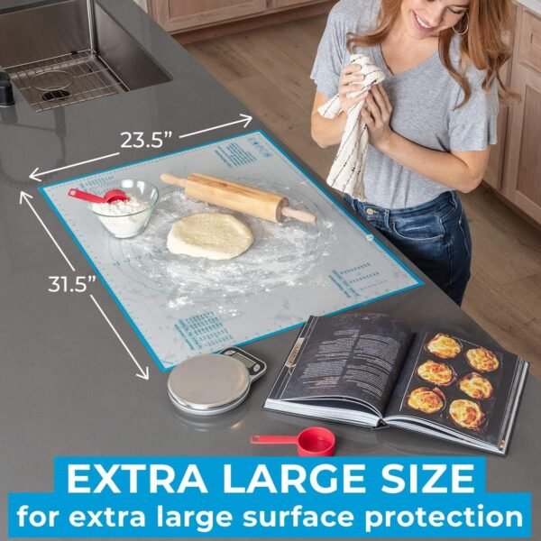 XXL SIZE Silicone Pastry Mat For Rolling Dough Non Slip Extra Large - 23,5'' x 31,5'' Dough Mat for Rolling - Rolling Mat For Dough with Measurements - Nonstick Fondant Mat - Large Silicone Baking Mat - Image 2