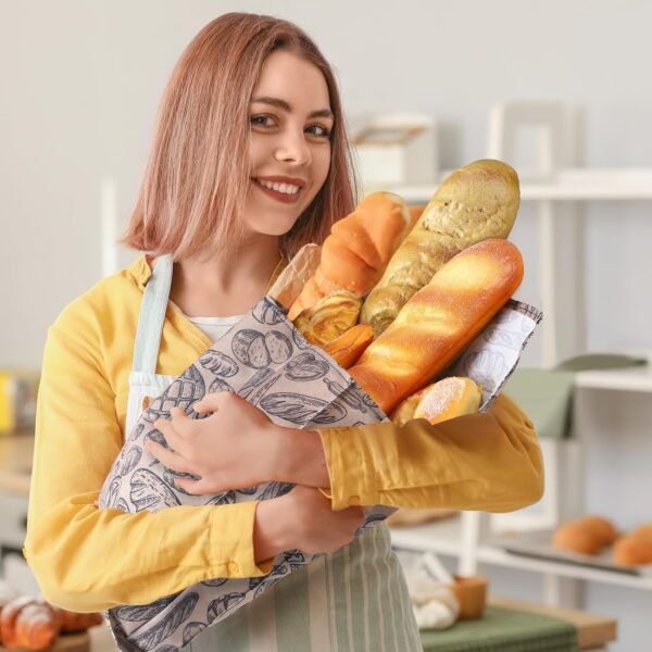 Tioncy 2 Packs Reusable Bread Bags Linen Bread Storage Bag with Improved Beeswax Coating Homemade Bread Bags Beewax Food Wraps for Sourdough Bread for Loaf Fresh Freezer Baker Gifts - Image 6