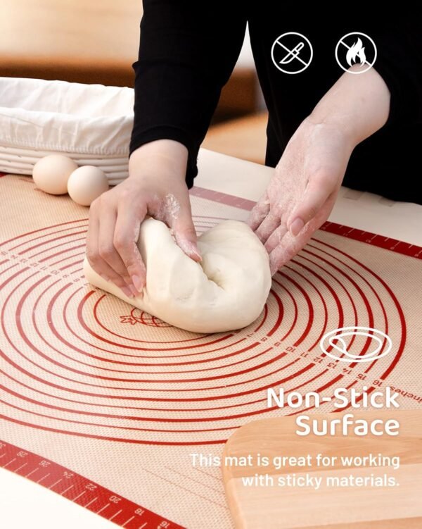 28x20 Inch Extra Large Silicone Pastry Mats for Rolling Dough Non Slip-Silicone Dough Mat for Counter, Large Silicone Baking Mat, Reusable with Measurements - For Cookies, Bread, Pizza, Fondant, etc. - Image 4