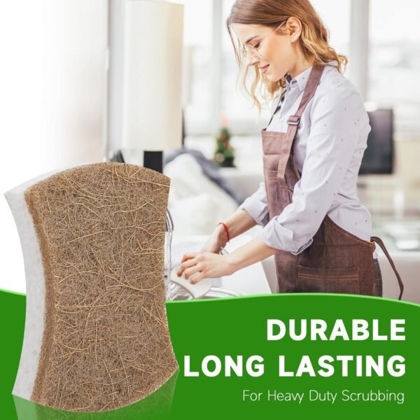 10 Pack Dish Sponges Kitchen，No-Scratch Eco-Friendly Dish Sponge, Natural Kitchen Sponges Pack for Washing & Cleaning, Quick-Drying, Odor Free - Image 5