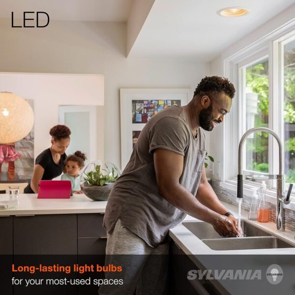 SYLVANIA ECO LED BR30 Light Bulb, 65W = 10W, Dimmable, Frosted Finish, 650 Lumens, 2700K, Soft White - 4 Pack (40870) - Image 4