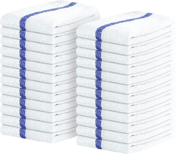 Towels Terry Bar Mop Towels Size 16"x19" – Absorbent and Durable, Multipurpose Cleaning Rags, Cotton Cleaning Towels, Terry Cloth Rags, Reusable Shop Rags Pack of 24 (Blue)