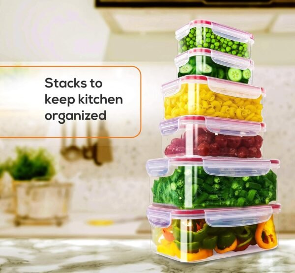 Utopia Kitchen Plastic Food Storage Container Set with Airtight Lids - Pack of 24 (12 Containers & 12 Snap Lids)- Reusable & Leftover Lunch Boxes - Leak Proof & Microwave Safe - Image 6
